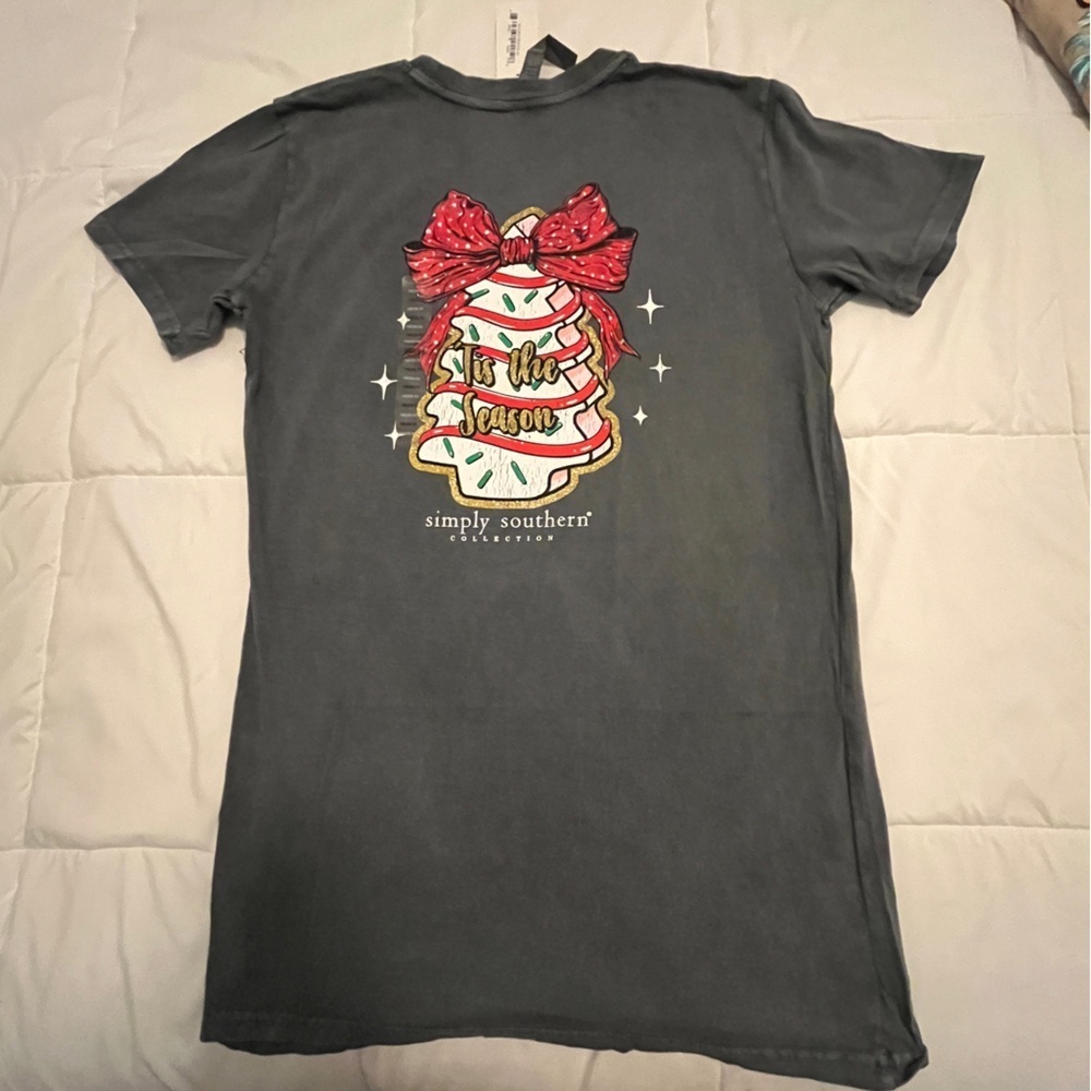 Simply Southern “Christmas Cake” Size Medium. Stone washed black